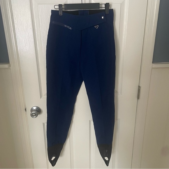 Vintage Obermeyer Pants Womens 12R Blue Stirrup Ski Snow Wool Blend Stretch - Picture 9 of 16